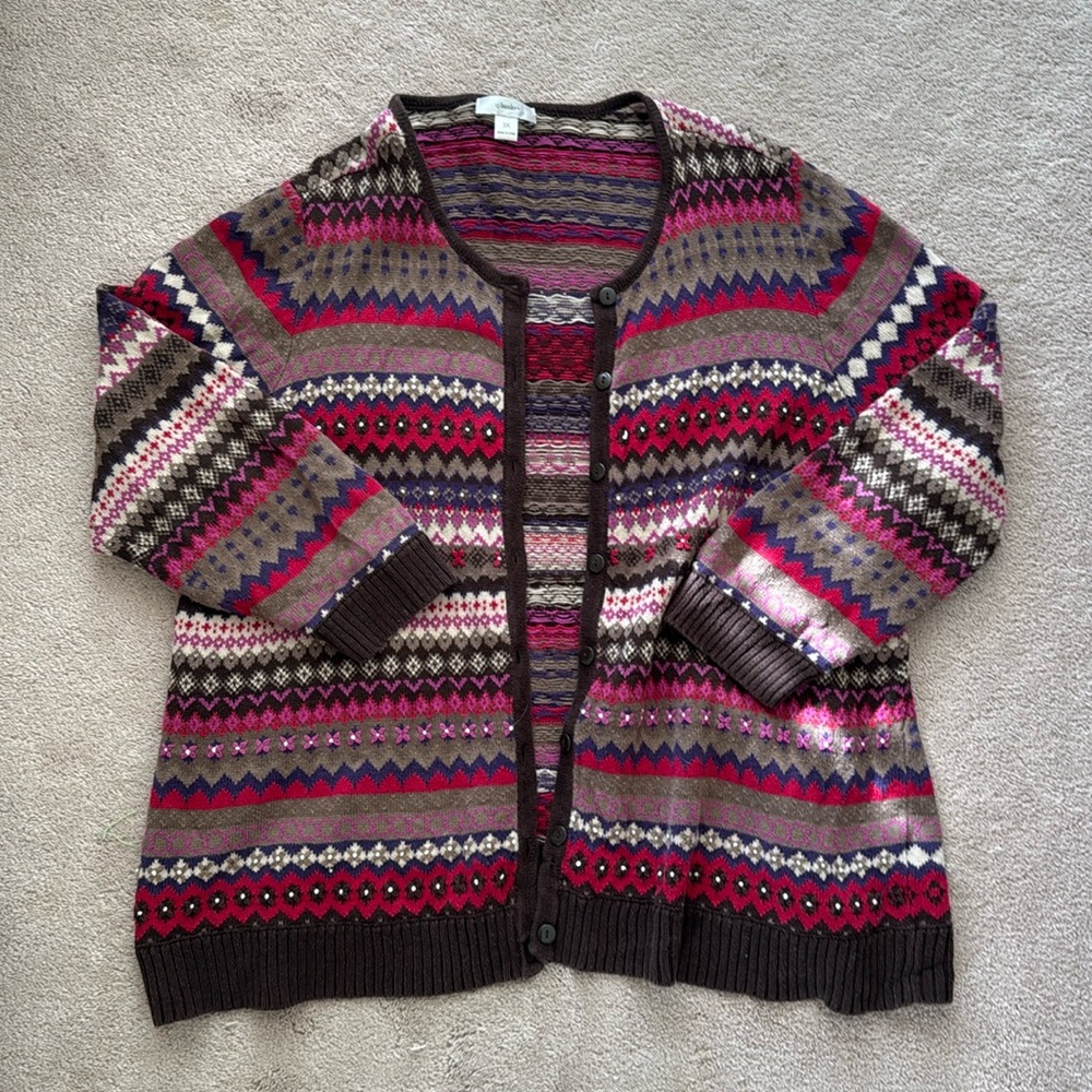 Oversized Cj Banks Button Up Cardigan - 3X